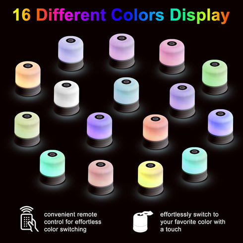 Generic Lamp,16 3 1 Portable Night Light, USB Rechargeable Small Desk RGB Colors & Brightness & Remote, Touch Bedside