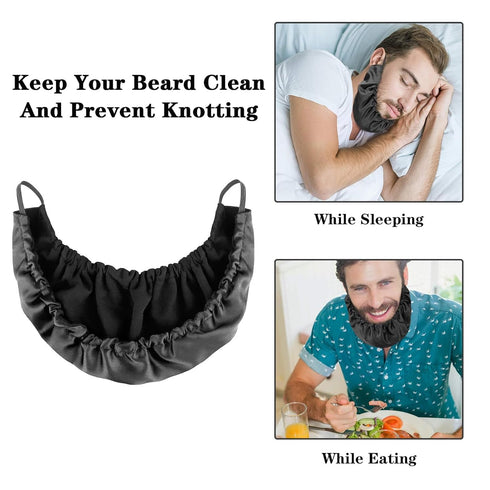 Sluswallow Black Beard Bonnet Beard Bandana for Men Facial Hair Beard Bib Adjustable Beard Guard Cover Mens Bedtime