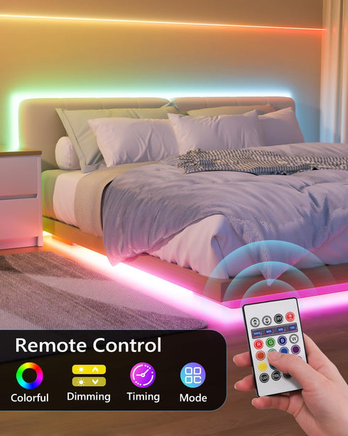 WILLED RGB LED Strip Lights, Under Bed Light Motion Activated Sensor, RF Remote Control with Timer, Color Changing