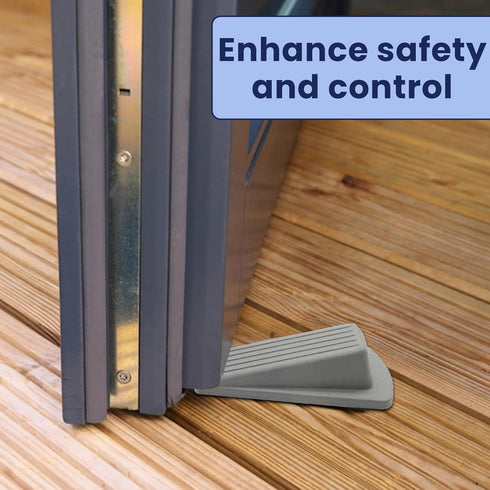 Door Stoppers for Floors - Holds Open & Prevents Lock-Outs for Carpet, Tile, Concrete & Wood - Pack of 3, Gray