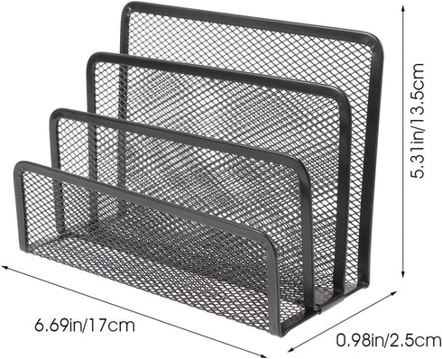 Operitacx Metal Letter Magazine Tray, Black Desk Holder with Folder Slots for Paper Document Organization