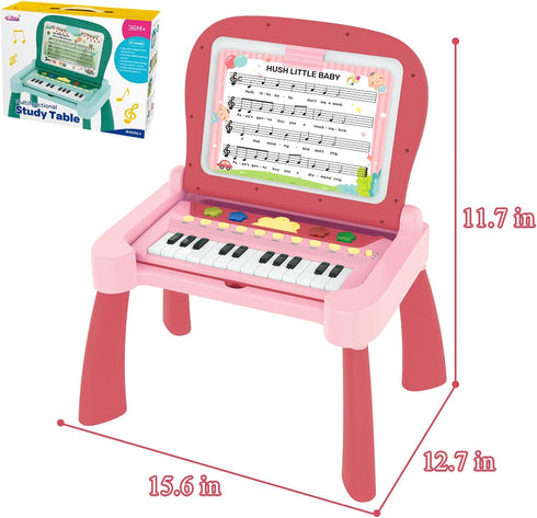 Leopmase 4-in-1 1-3Pink Touch & Learn Activity Desk - Educational Toys with Interactive Learning System Cards and Music