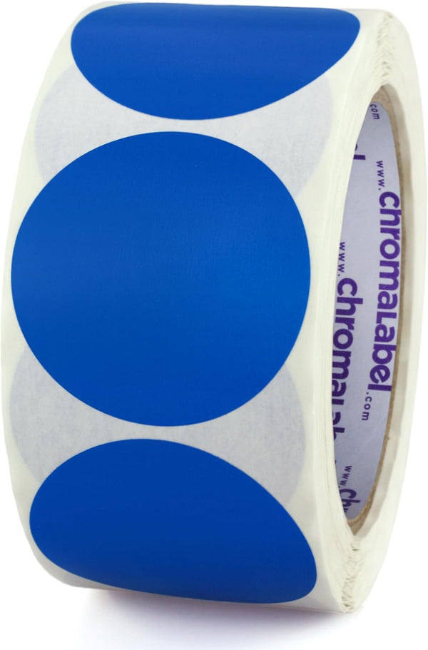 ChromaLabel 2 Inch Round Removable Color Code Dot Stickers, 500 Labels per Roll, Dark Blue