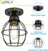 1-Pack Farmhouse Ceiling Light Fixture, Vintage Semi Flush Mount Ceiling Light, Small Metal Cage Lighting Lamp