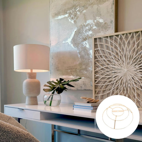 Wire Lamp Shade Rings Drum Lamp Shade Strong Frame Lampshade Bracket Kit with US Style Spider Fitter for DIY Table