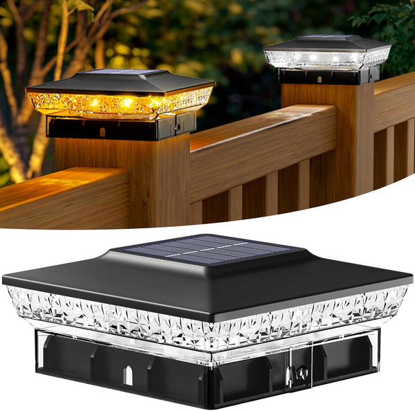 btfarm 4x4 Solar Post Cap Lights Outdoor, 2 Color Modes 16 LED
