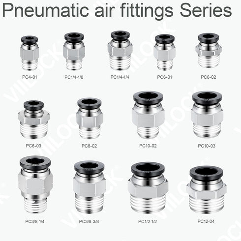 Pneumatic Push to Connect Tube Fitting, Male Straight 10mm Tube OD x 3/8”NPT Air Line Fittings, Pack of 10
