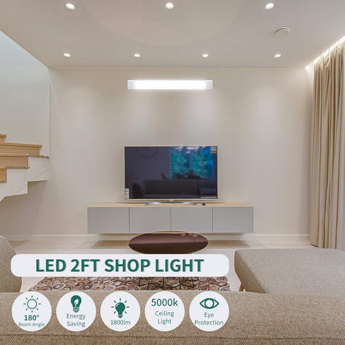 5000K 18W Closet, 2Ft, KUKUMAO Plug-in LED Tube Light Fixture, Linkable Cabinet Light for Garage, Kitchen, Bathroom
