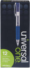Universal Comfort Grip Gel Pen, Retractable, Medium 0.7 mm, Blue Ink, Dozen