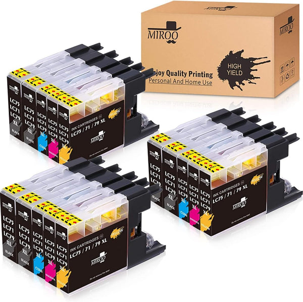 MIROO Compatible Ink Cartridge Replacement for Brother LC75 LC71 LC79 XL for MFC J280W J825DW (15 Pack)