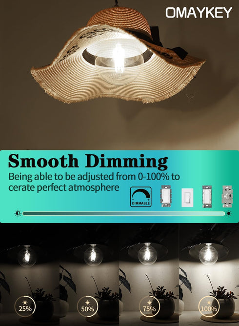 12W Dimmable Bulb 5000K 100W 1000 E26 G125(G40 Bulb OMAYKEY Oversize LED Globe Daylight White, Equivalent Lumens
