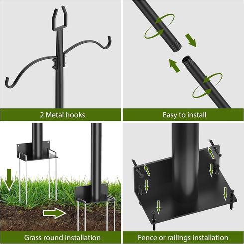 2 Pack 9FT ETELI Light Poles for Outside, String Light Poles with Ground Stakes, Heavy Duty Outdoor Light Poles
