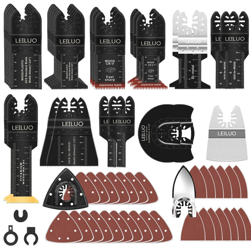 LEILUO 158 Pcs Multitool Blade Kits Cutting and Sandpaper Oscillating Tool Accessories