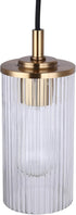 1 Canarm Kinslea Light Pendant Light, Gold Finish with Ribbed Glass Shade, Adjustable Black Cord, Contemporary Lighting