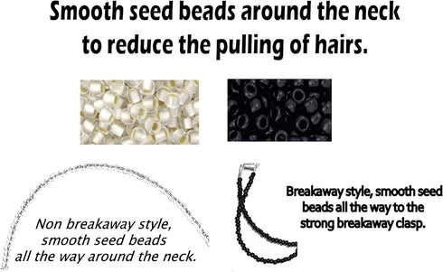 Hidden Hollow Beads Super Slim White Women's Beaded Lanyard, 34" ID Card Badge Holder for Teacher Keys (White - Non