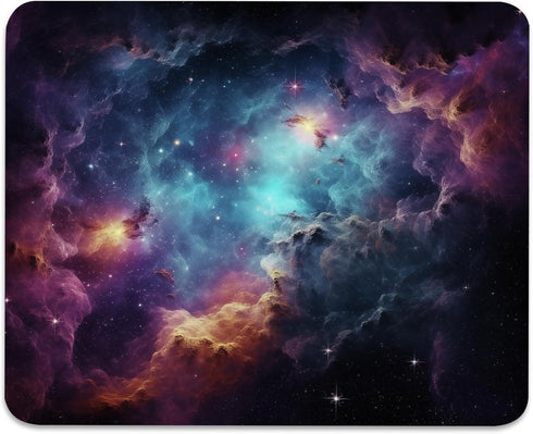 Galactic Nebula Starscape Mouse Pad, Stitched Edges Non-Slip Rubber Base, Explore The Universe from Your Desk