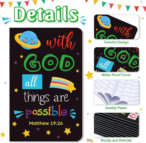 Bible Verse Notebook - Christian Inspirational Mini Notepads, Small Pocket Notebooks, Religious Motivational Gifts for