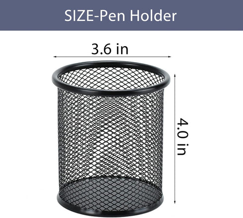 Pen Holder Desktop Pencil Organizer, Metal Mesh Pen Cup, Paper Clip Holder, 3 Pieces Set for Desk