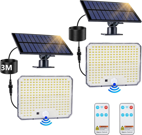 Solar Flood Lights Outdoor, 226 LEDs Flood Lights Motion Sensor, Dusk to