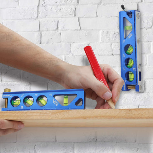 WORKPRO Torpedo Level, Magnetic, 4 Vial for Conduit Bending, Aluminum Alloy Construction, 6-1/2 inch