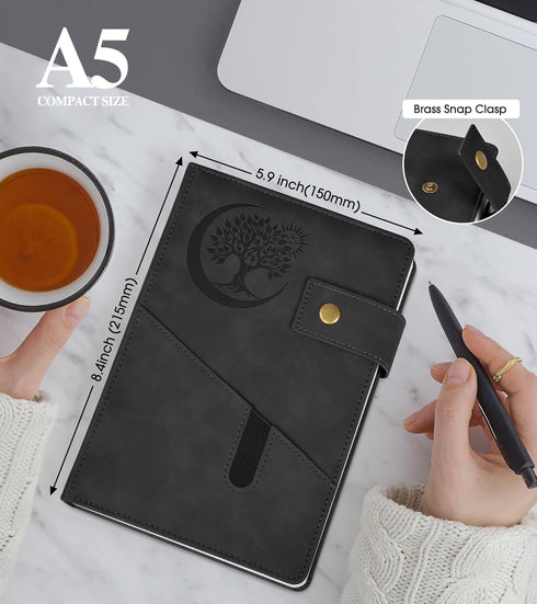 Blank Journal Notebook, A5 Hardcover Leather Sketchbook with 200 Pages Thick Blank Paper for Men Women, Unlined Drawing & Writing Journal, 5.9" x 8.4" Plain Notebook (black) by PAIBAS