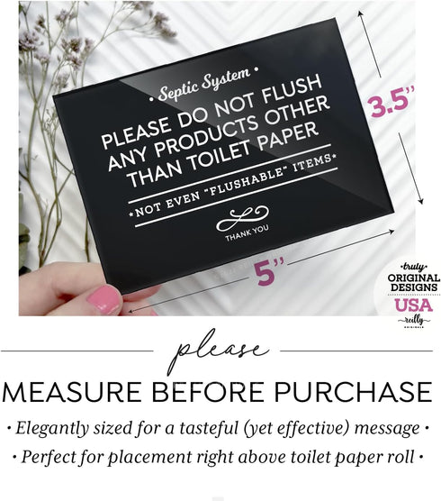 Reilly Originals 3.5x5 INCH Small & Elegant Septic System Designer Sign with Adhesive ~ Premium, Sturdy Acrylic (1)