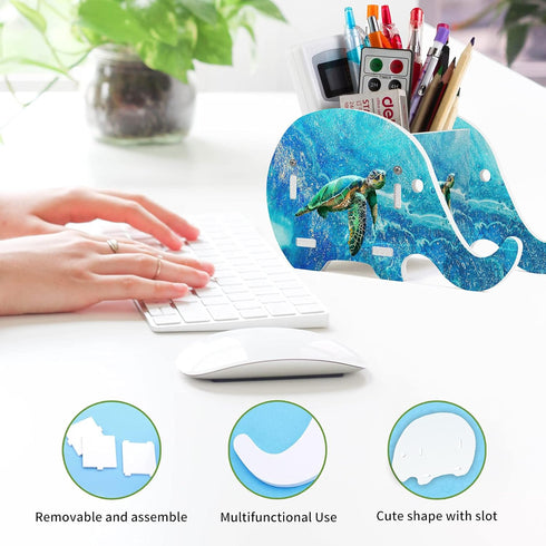 Cute Pen Holder for Desk Organizer, Creative Elephant Shape Pencil Holder, Multi-function Pen Cup with Phone Stand,