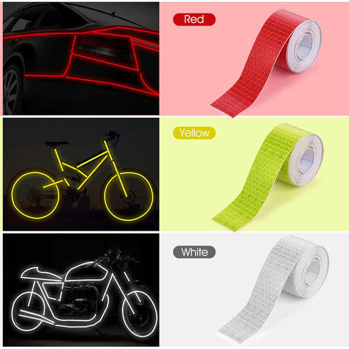 3 Rolls Reflective Tape, Outdoor Waterproof Warning Tape, Night Safety Stickers in Silver, Red, Yellow, 1 Inch x 30 Ft