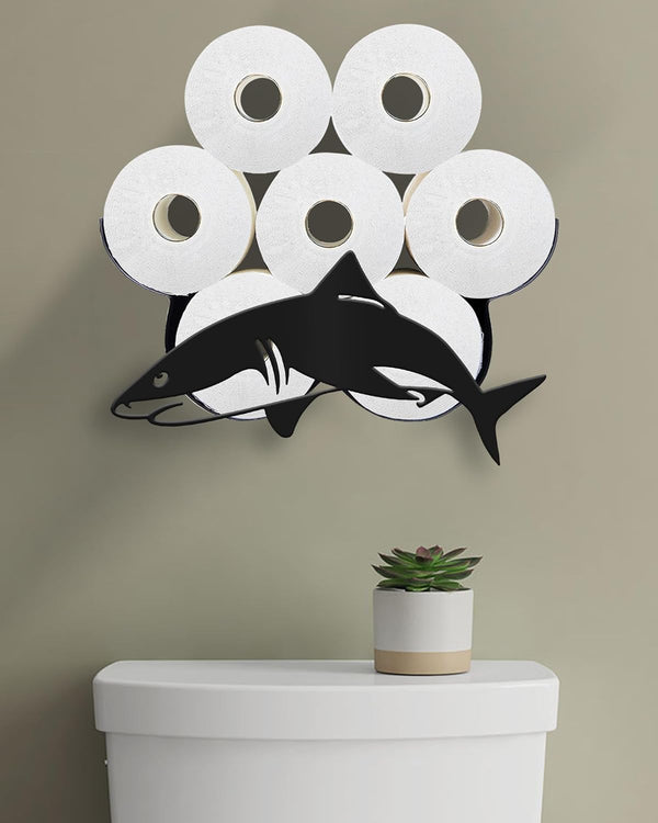 Wigag Shark Toilet Paper Holder for Extra 8 Rolls, Ocean Decorative Toilet Paper
