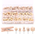Swpeet 135Pcs Wood Push Pins Assortment Kit, Wooden Head Pins Steel Thumb Tacks for Cork Boards and Crafts