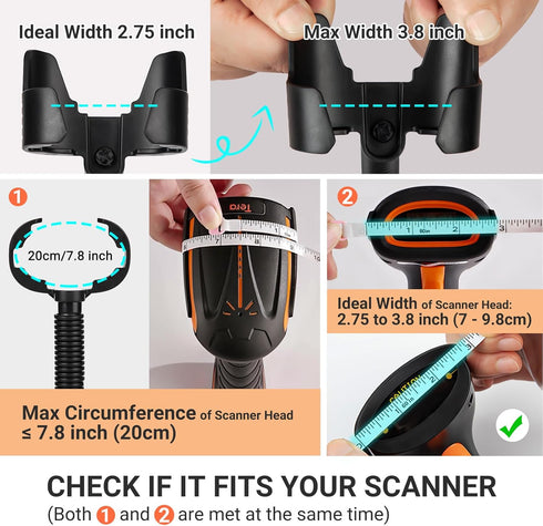 Tera Universal Barcode Scanner Stand, Hands-Free Barcode Scanning Cradle Holder, Adjustable Angle and Height for Retail