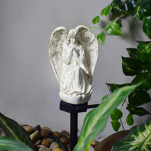 Garden Solar Light Outdoor Decor, Resin Angel Solar LED Light with Stake for Lawn Passage Walkway