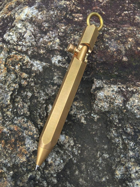 Mini Size Solid Brass Pen, Portable Delicate Signature Six-Edge Ballpoint Pen