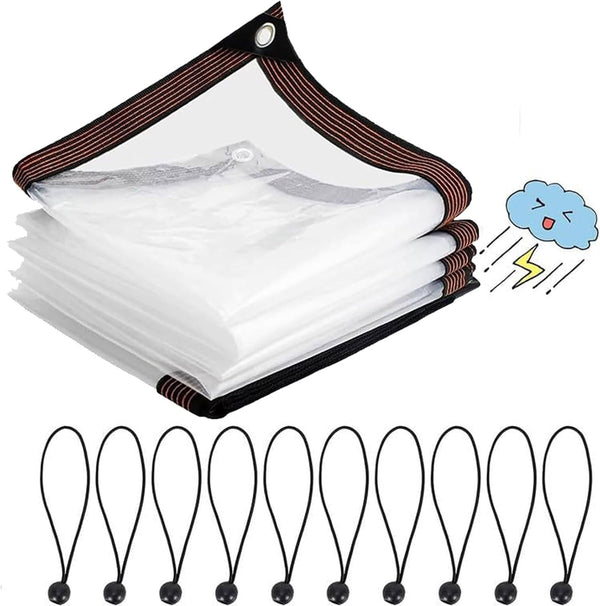 generic Clear Waterproof Cover Tarp4x20 FT Multipurpose Foldable Clear Tarps Snowproof Plastic PVC