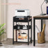 Lerliuo Pure Black Printer Table - 3 Tier Industrial Wood Stand with Fabric Drawer, Modern Tall End Table