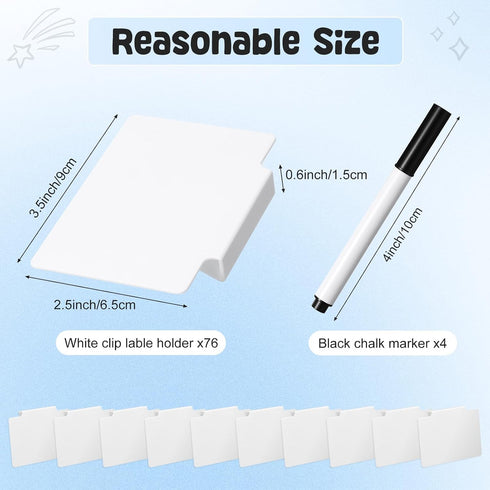 80 Set 76 4 Chinco Pcs Basket Label Clips Include Removable Kitchen Clip Label Holder PVC Storage Bin with Chalk