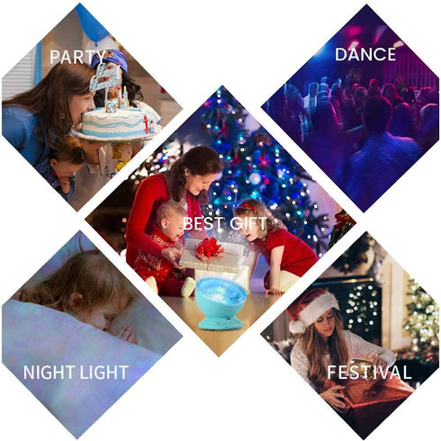 8 TOMNEW Night Light Projector, Ocean Wave Night Light for Kids Room, Remote and Timer, Light Modes and Bulit-in Sound