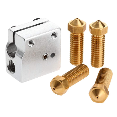 Dophee Volcano Nozzle 3D Printer Extruder Print Head + Heater Block Kit, 0.6/0.8/1/1.2mm