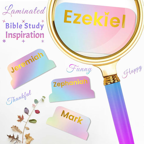 Homeair RB3 Bible Tabs with Gold Necklace, Laminated Bible Tabs for Women Men, Christian Gifts, Large Print Bible Tabs