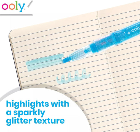 Ooly Oh My Glitter! Glitter Highlighter Pens Set of 6 - Neon Colors, Chisel Tip for Note Taking & Art