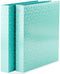 Blu Monaco Cute 3 Ring Binders for School, College, Work, Set of 2 Aqua Pastel Binders with Gold Foil Design