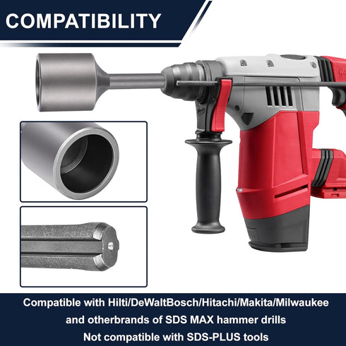 SDS Max Shank T-Post Driver for T Posts, 2 Inch Diameter Head, Compatible with Rotary and Demolition Hammers