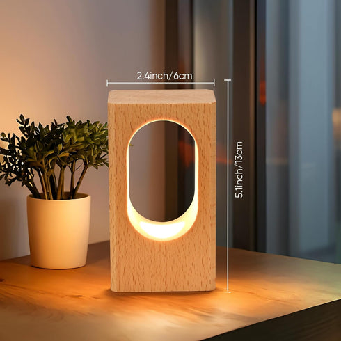 YIEONSHION Dimmable LED Wood Desk Lamp, Bedside Night Light for Bedroom, Creative Wooden Table Lamp, Warm Ambient