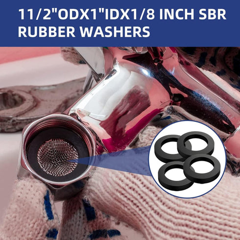 20 Pcs Oil Resistant Rubber Washers, 1 1/2" OD x 1" ID x 1/8" Thickness Black Neoprene Industrial Flat Spacer