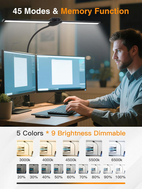 ReinHoo Office,5 Color+9 Lamp,1200Lumen LED Desk Lamp for Home Brightness Office Desk Eye Protection Desk