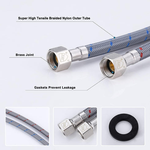 ARCORA 24" Bathroom Faucet Hose - Braided Nylon cUPC Supply Lines with 3/8" Female Compression Thread