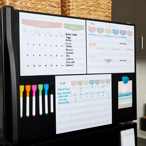 Okuna Outpost Magnetic Dry Erase Board for Fridge, Weekly Planner with 6 Magnetic Pens for Teachers, Students, Kitchen (12 x 9 in) by Okuna Outpost