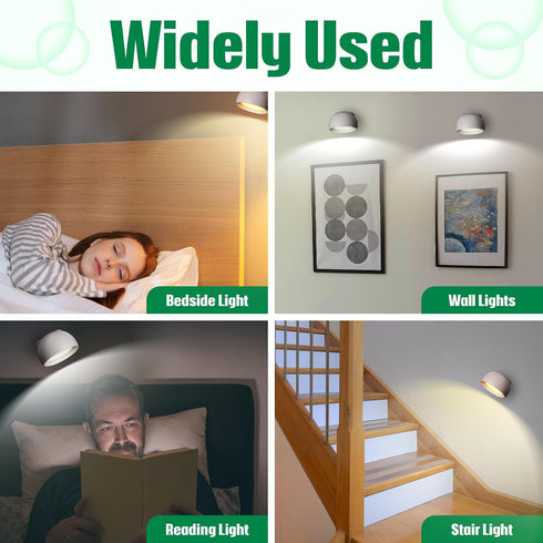 1 4 360 Rossesay Piece LED Wall Lights with Remote, Wall Sconces Lamp Rechargeable Battery Operated Bed Light