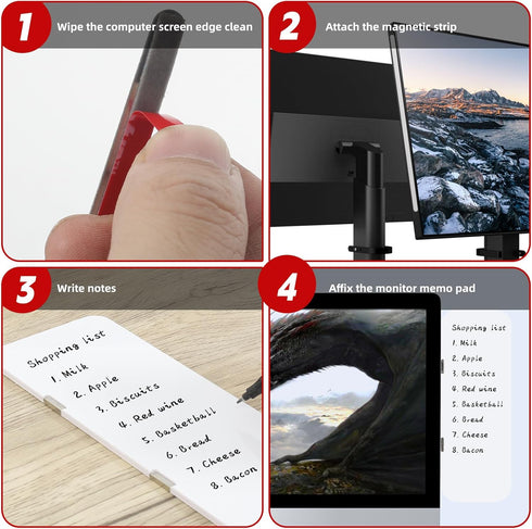 Monitor Memo Board, Magnetic Dry Erase Multifunction Whiteboard, Desktop Memo Board with Pen