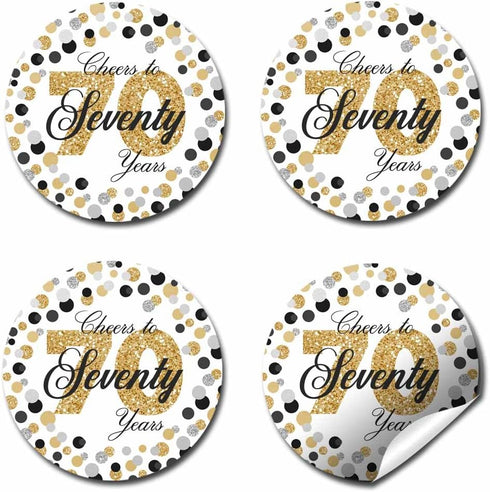 Cheers to 70 Years Party Sticker Labels, 40 2" Circle Stickers by AmandaCreation for Party Favors
